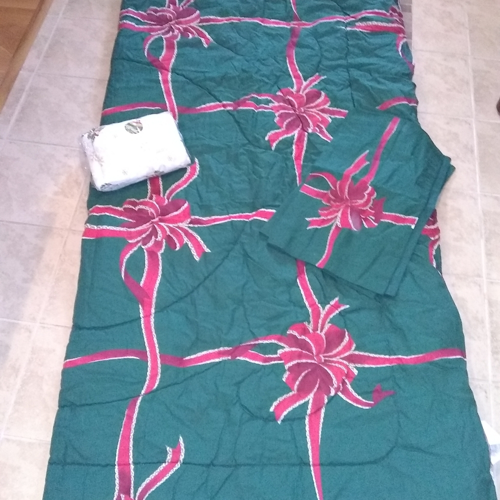 Vintage Domestications Queen Christmas Bow Comforter Bed In A Bag
